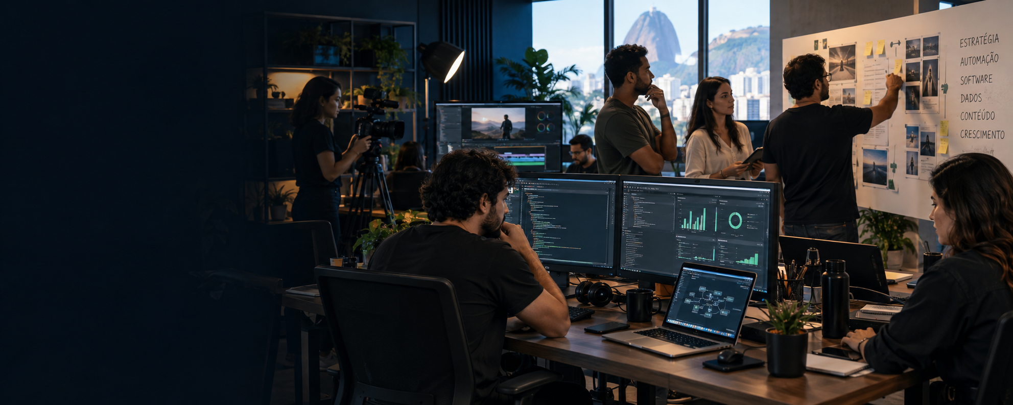 Team working on automation, software, data and video production