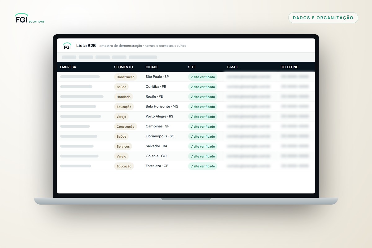 B2B list with verified websites